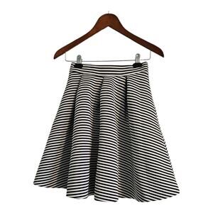 Cents of Style Skirt Size S Striped Pull On Pleated Mini Raw Hem Thick